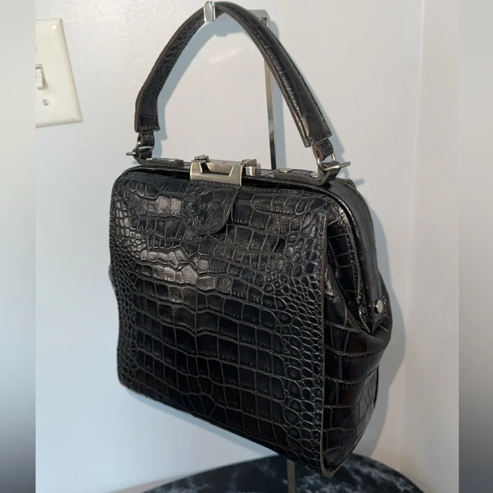 PATRICIA NASH Nela Satchel Black Leather Bag AUTHENTIC NWT (Broken Latch) - Picture 3 of 9